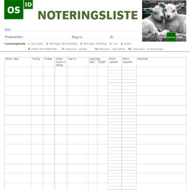 Foto: Noteringsliste