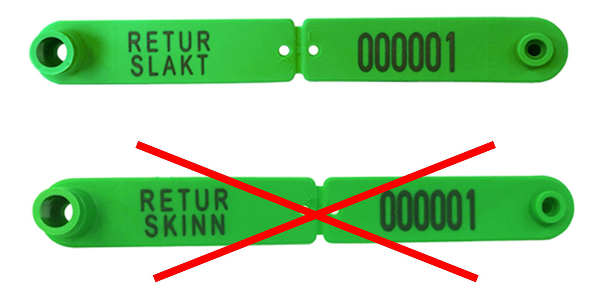 Foto: Grønne returmerker med feil tekst