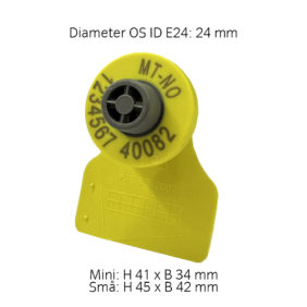 Foto: OS ID E24 elektronisk øremerke for småfe, kombinert med hanndel Combi 3000 Mini